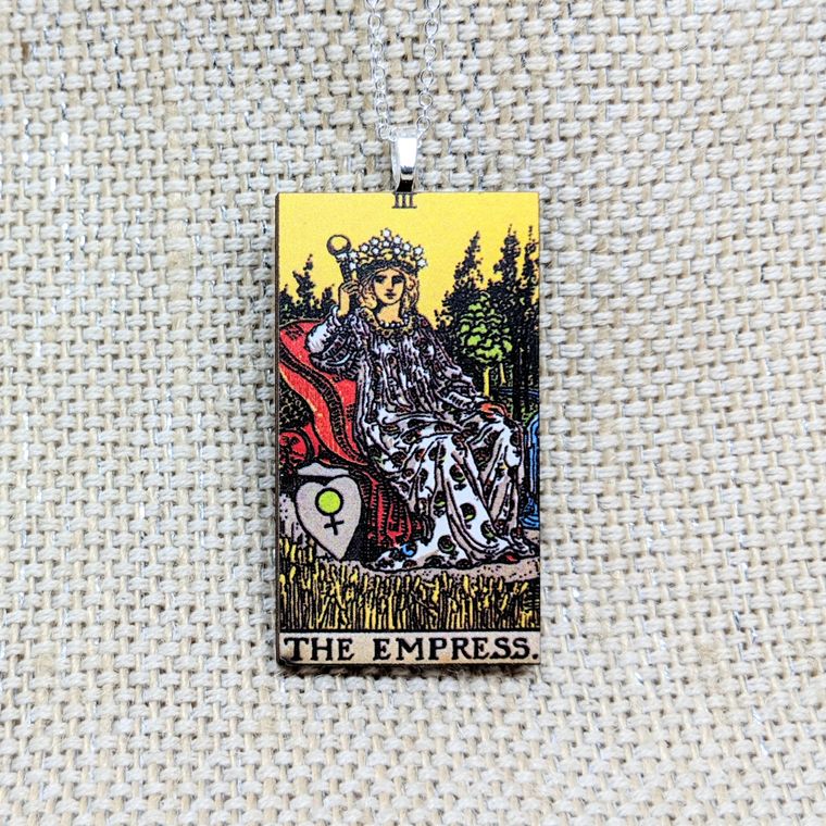 Woodcut Tarot Card Necklace - Sage & Magic