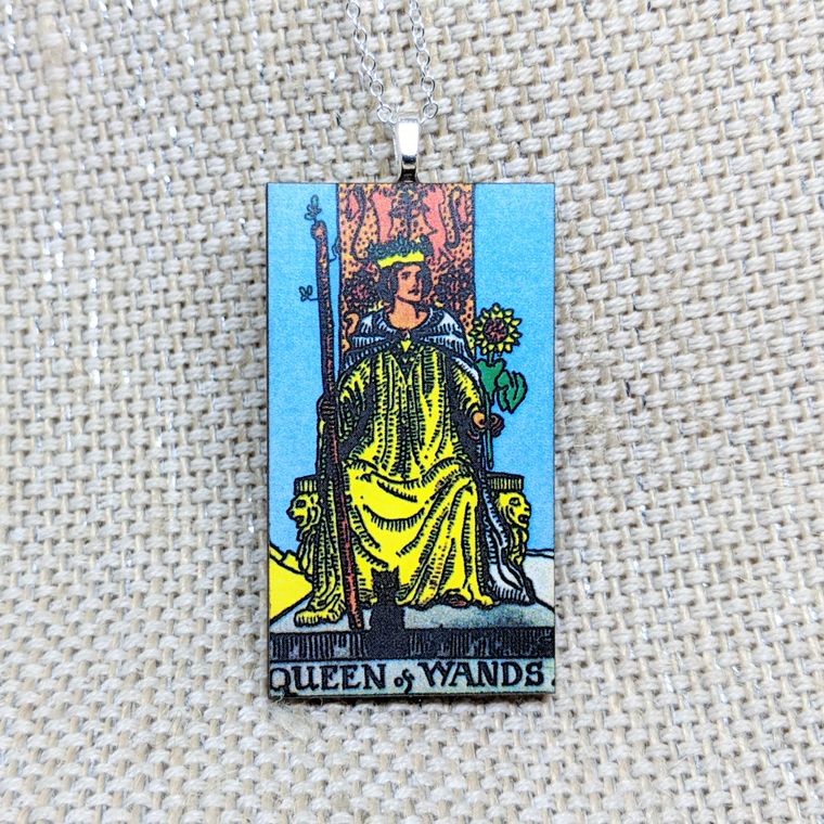 Woodcut Tarot Card Necklace - Sage & Magic