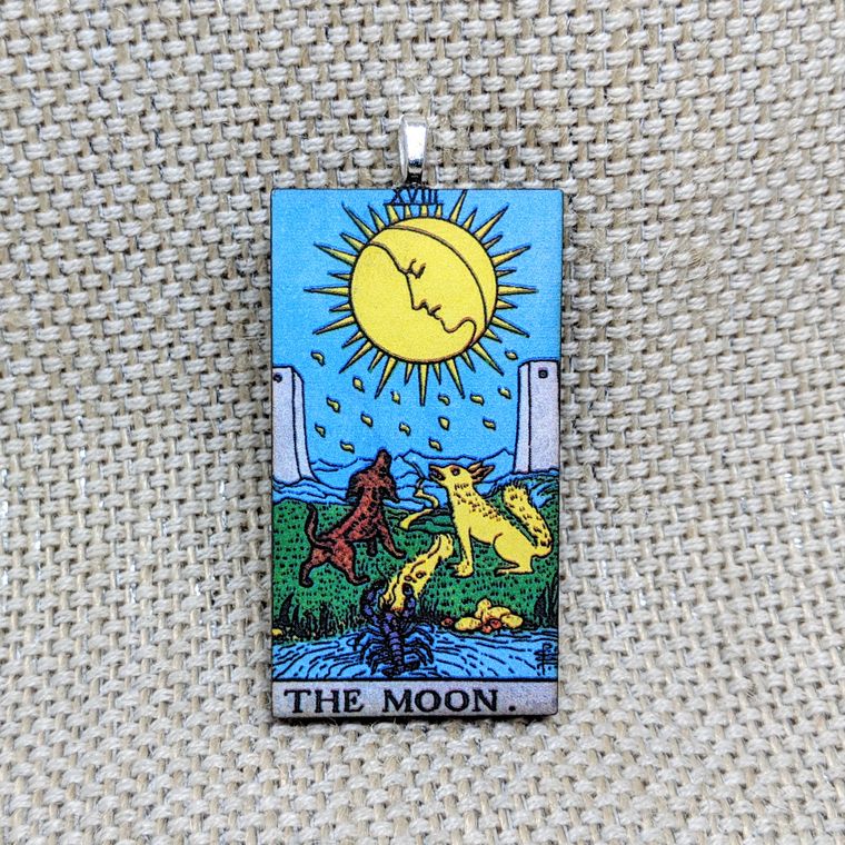Woodcut Tarot Card Necklace - Sage & Magic