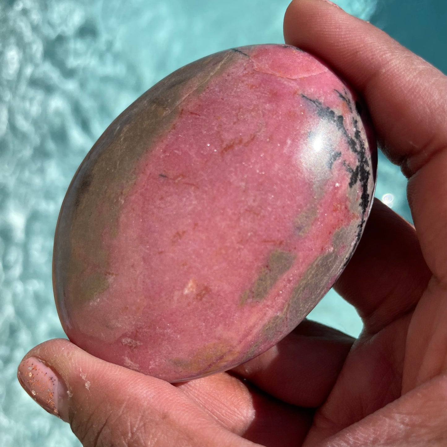Pink Rhodonite Palm Stone