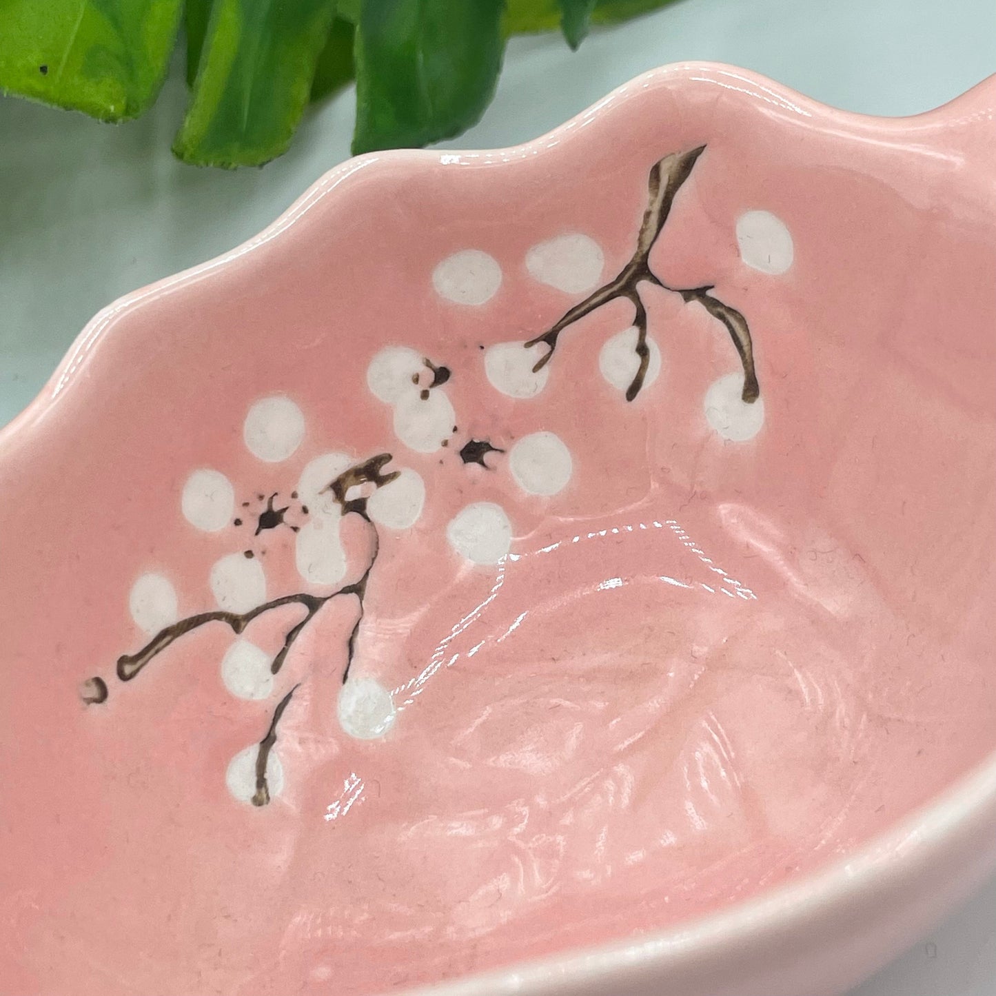 Pink Ceramic Japanese Leaf Bowl