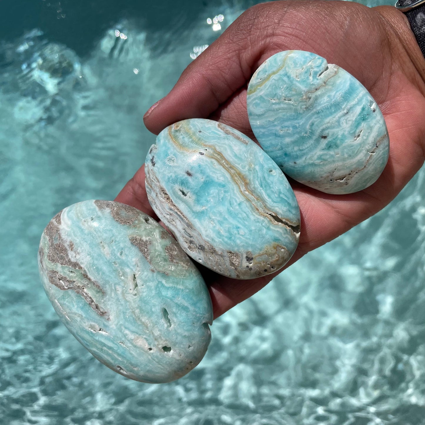 Blue Aragonite Palm Stone