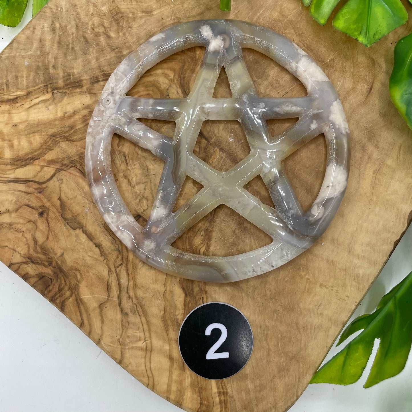 Flower Agate Five Pointed Star