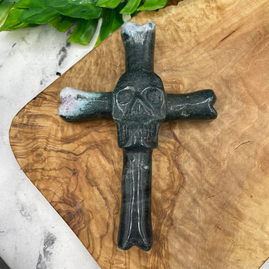 Ocean Jasper Skull & Bones Cross