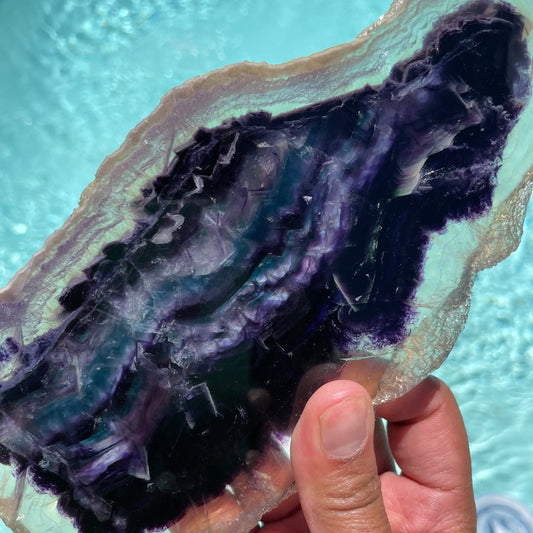 Rainbow Fluorite in Quartz Slab