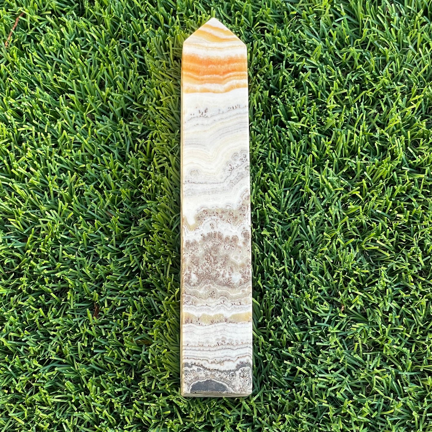 Orange Calcite with Dendrite Tower