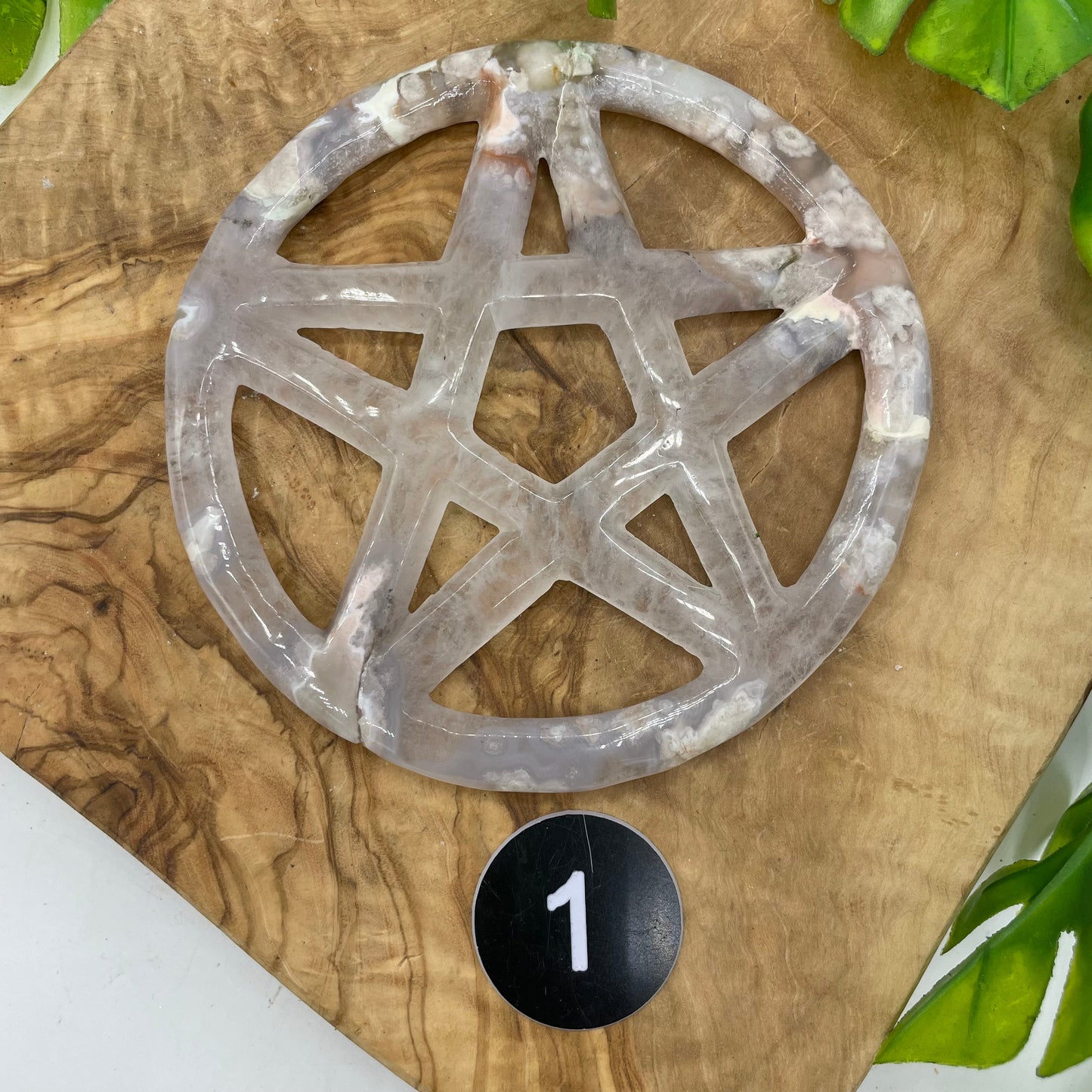 Flower Agate Five Pointed Star