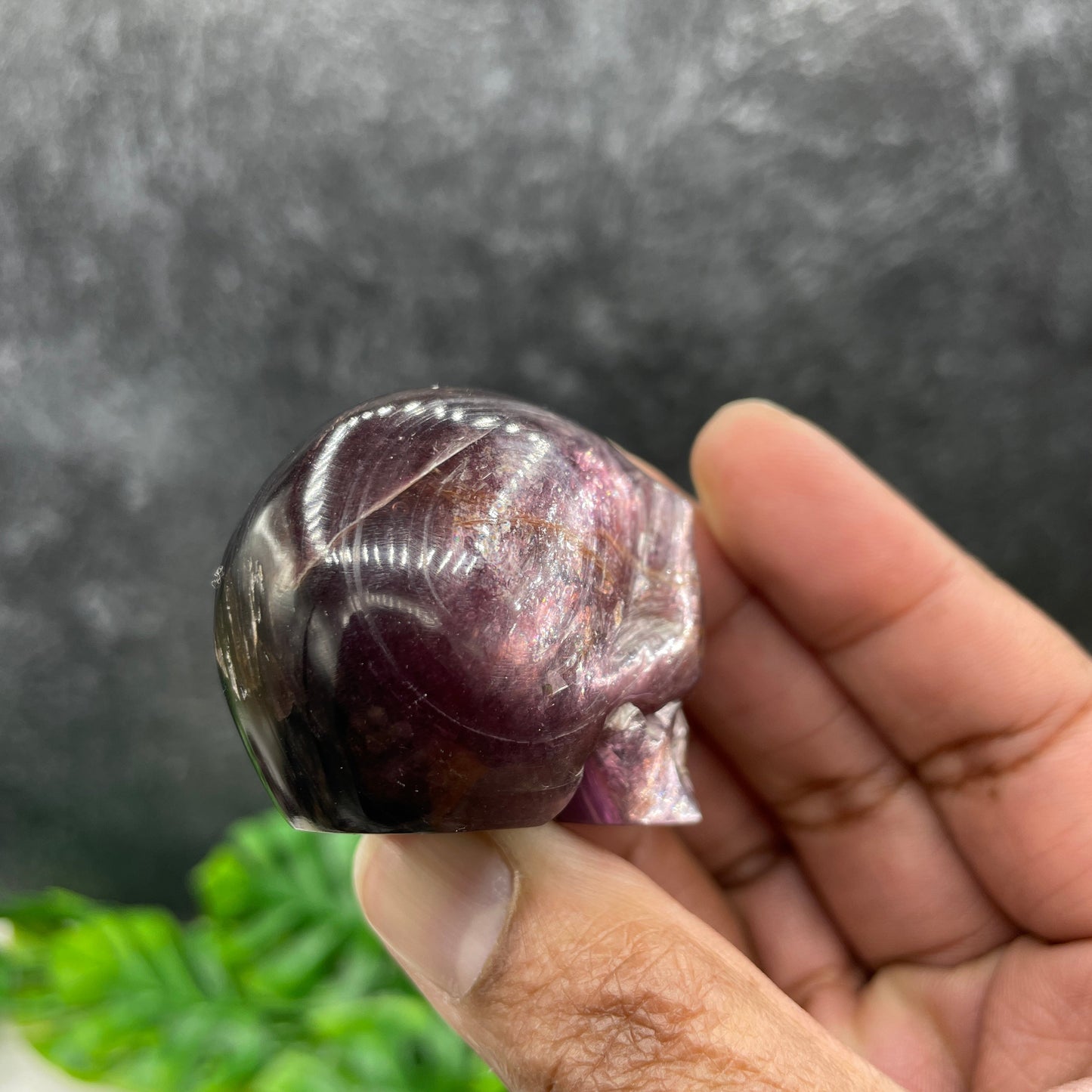 Gem Lepidolite Skull