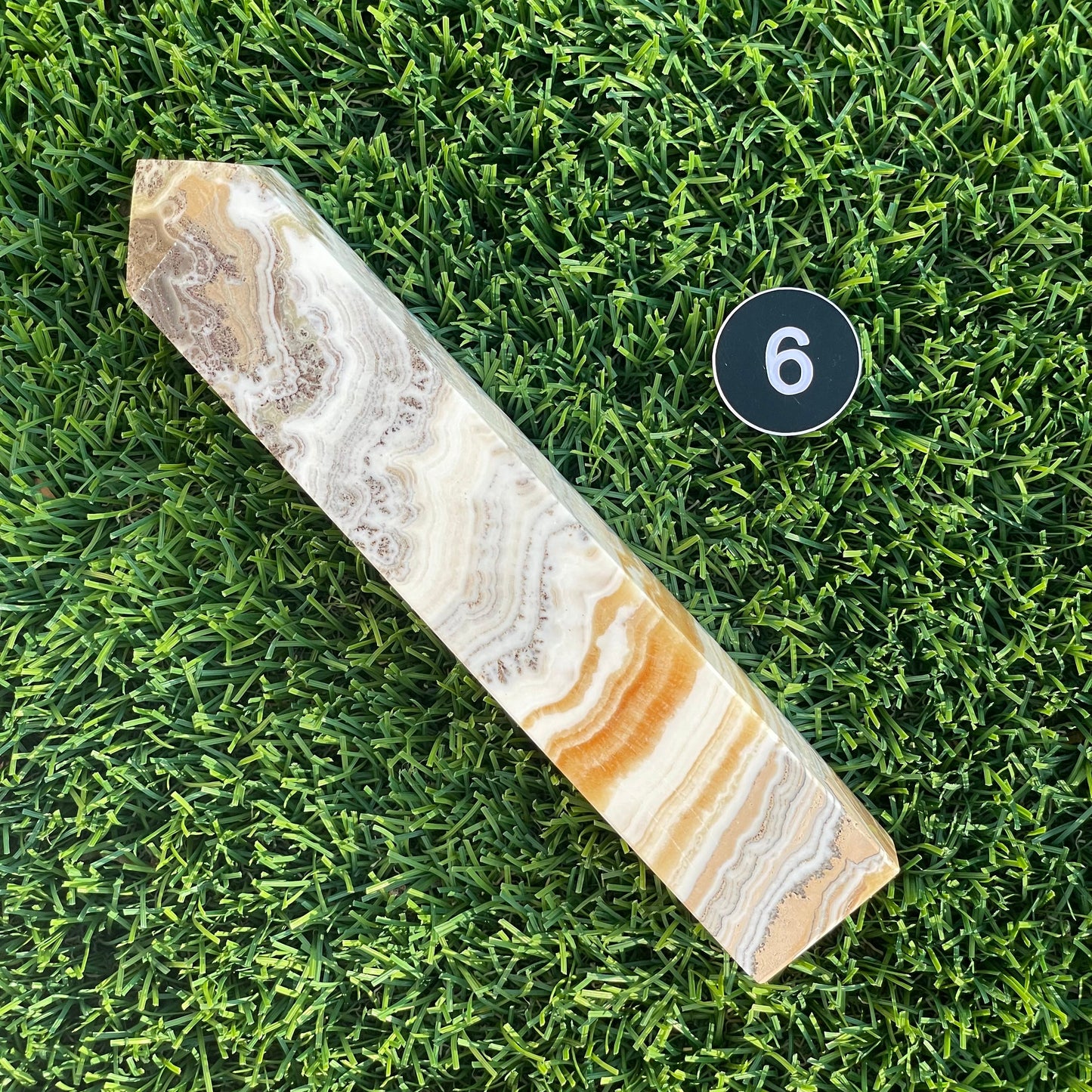 Orange Calcite with Dendrite Tower