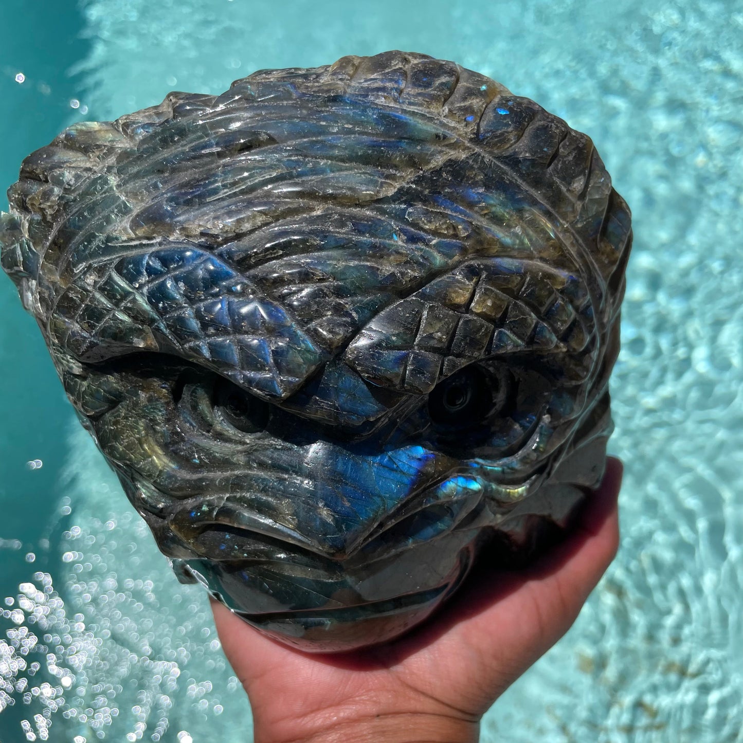 Labradorite Gorilla Face Carving