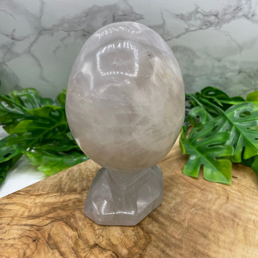 Rare Blue Rose Quartz Skull on Base