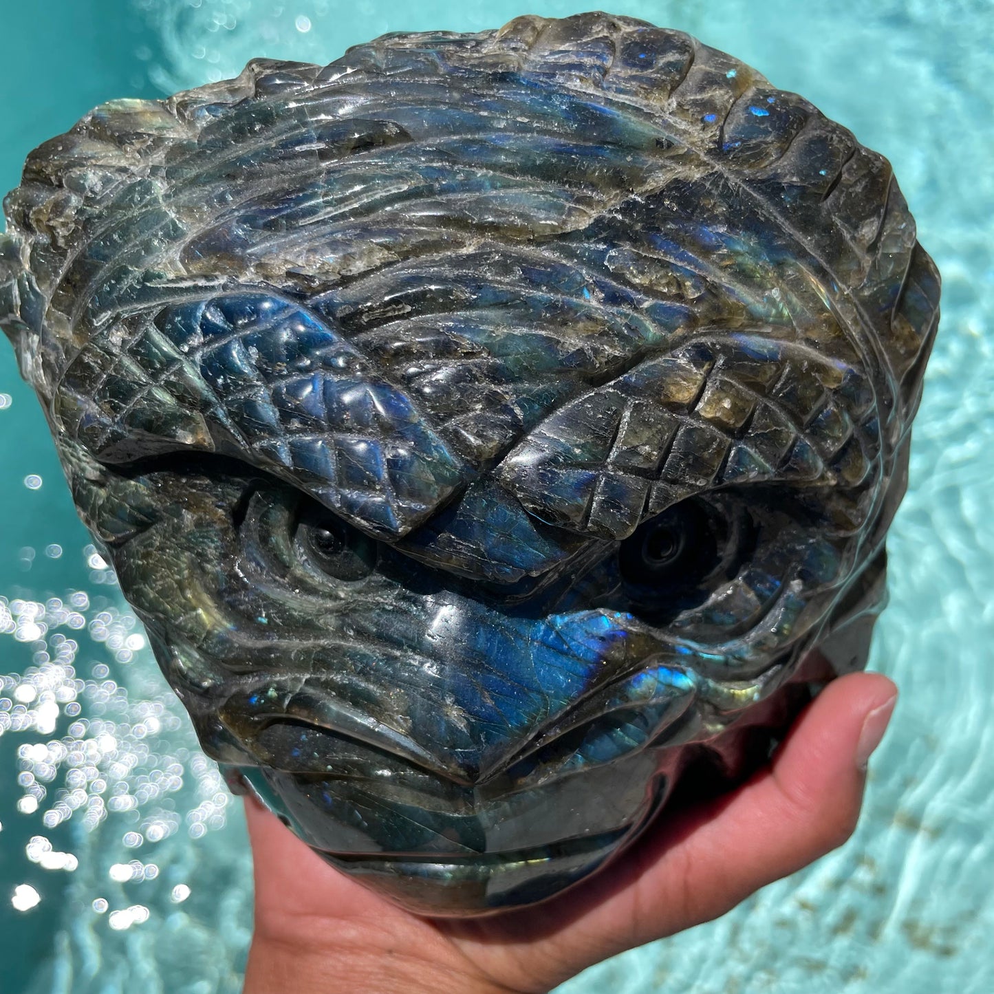 Labradorite Gorilla Face Carving