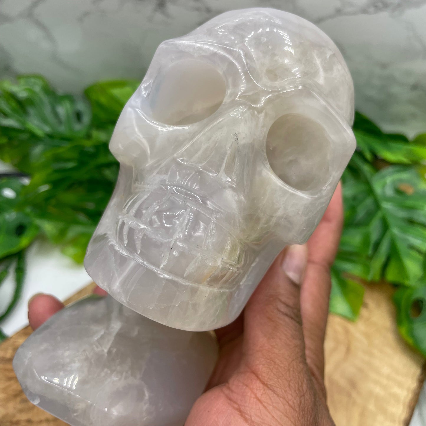 Rare Blue Rose Quartz Skull on Base