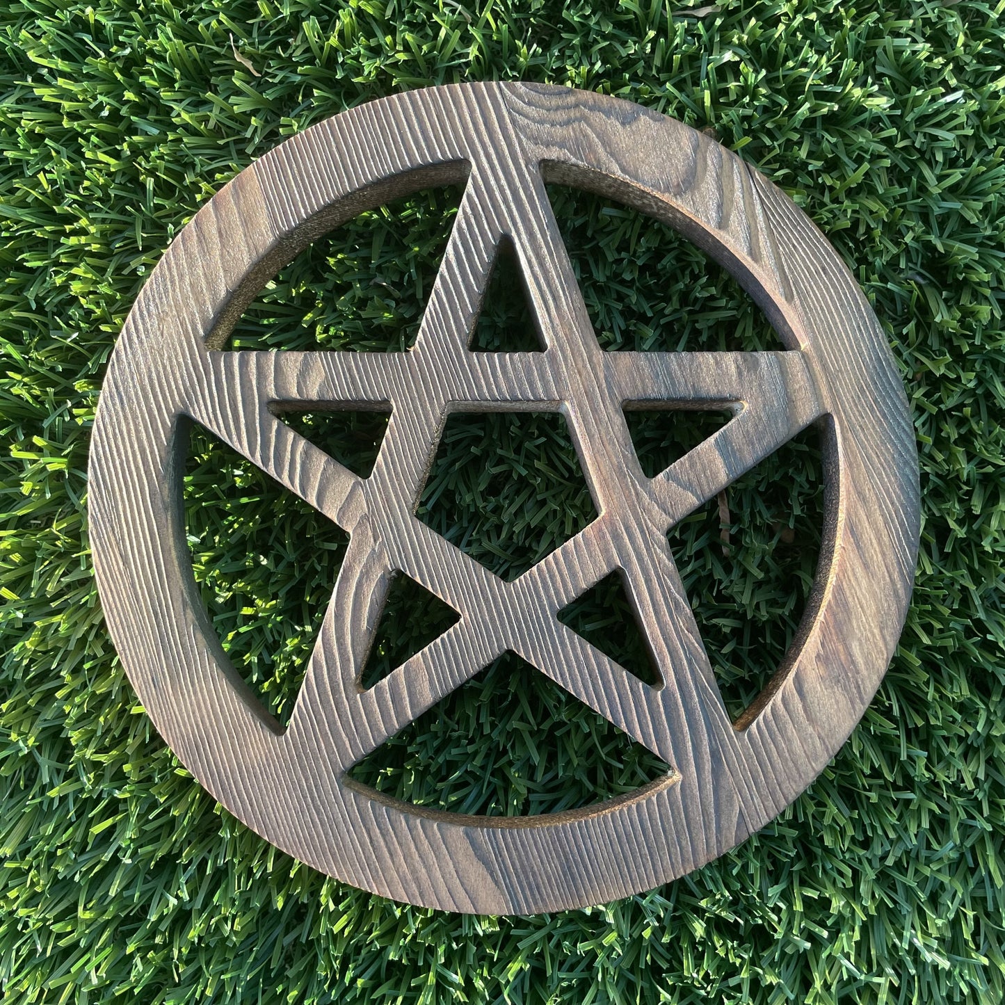 Stained Wood Five Pointed Star Pentagram