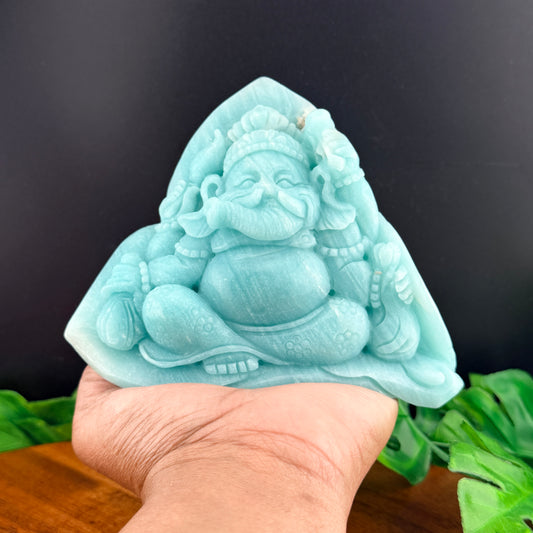 Blue Aragonite Ganesh Carving
