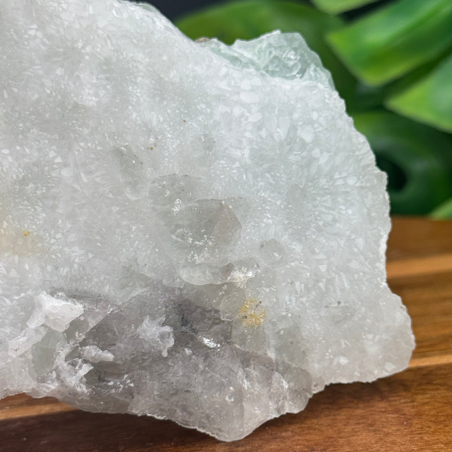 Green Sugar Fluorite on Druzy Quartz