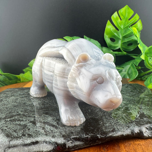 Druzy Agate Polar Bear Carving