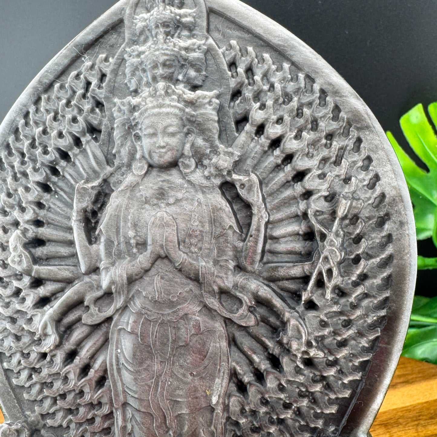 Silver Sheen Obsidian Thousand Hand Guanyin