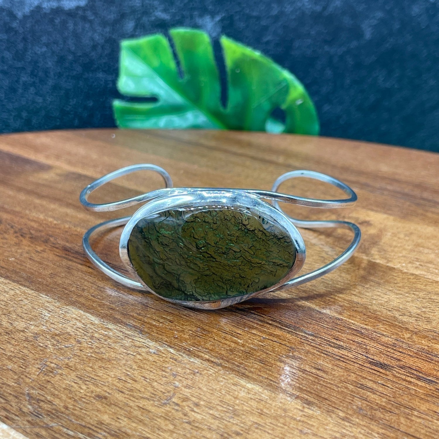 12g Semi - Polished Moldavite Sterling Silver Bracelet - Sage & Magic