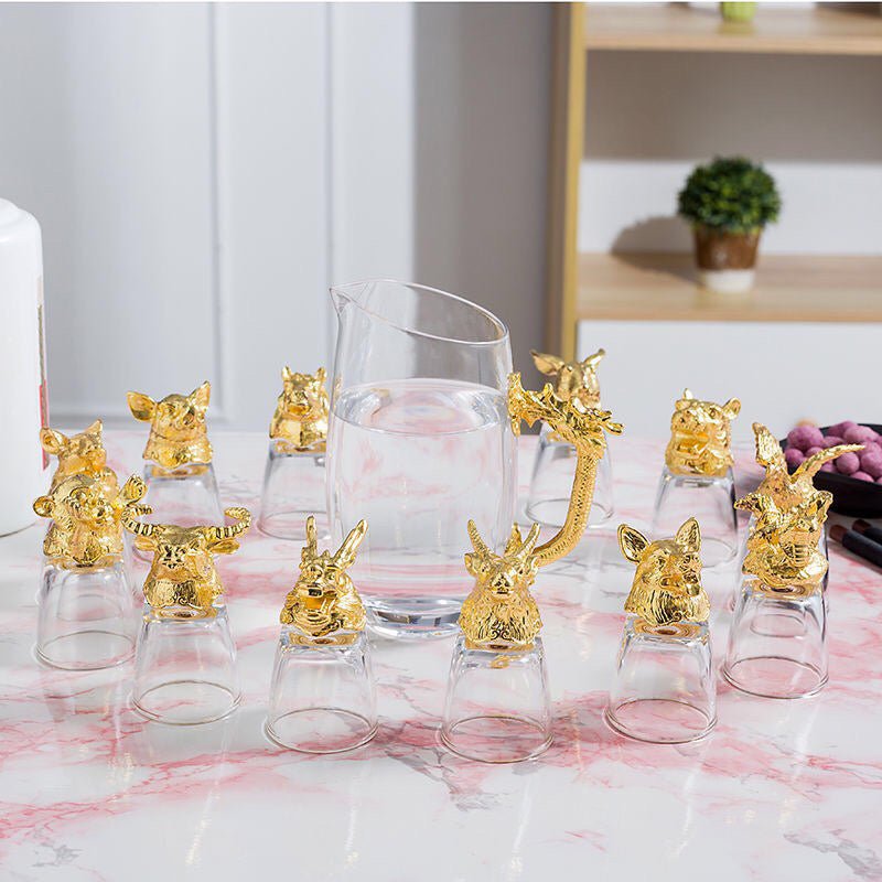 13 Piece Chinese Zodiac Shot Glass and Carafe Set - Sage & Magic