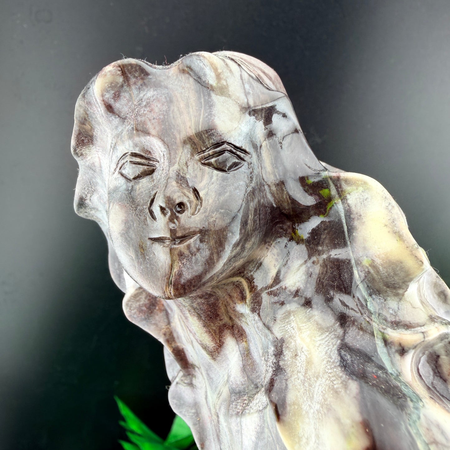 XL Jasper Stone Mermaid Carving