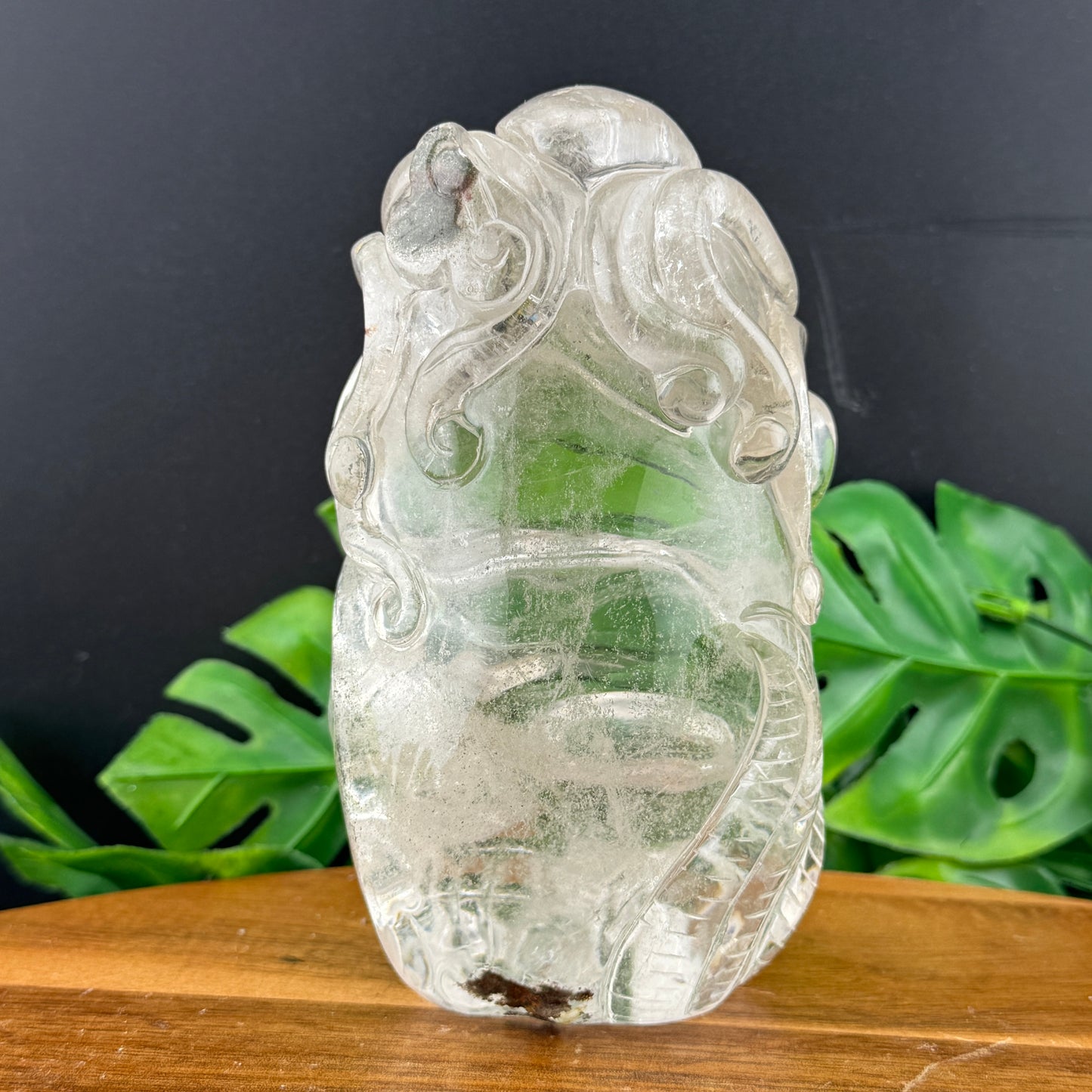 Clear Quartz Skull with Octopus Carving