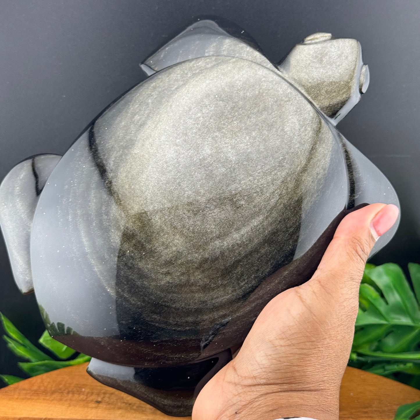 Gold Sheen Obsidian Turtle Carving