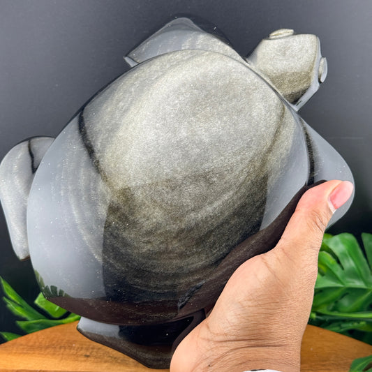 Gold Sheen Obsidian Turtle Carving
