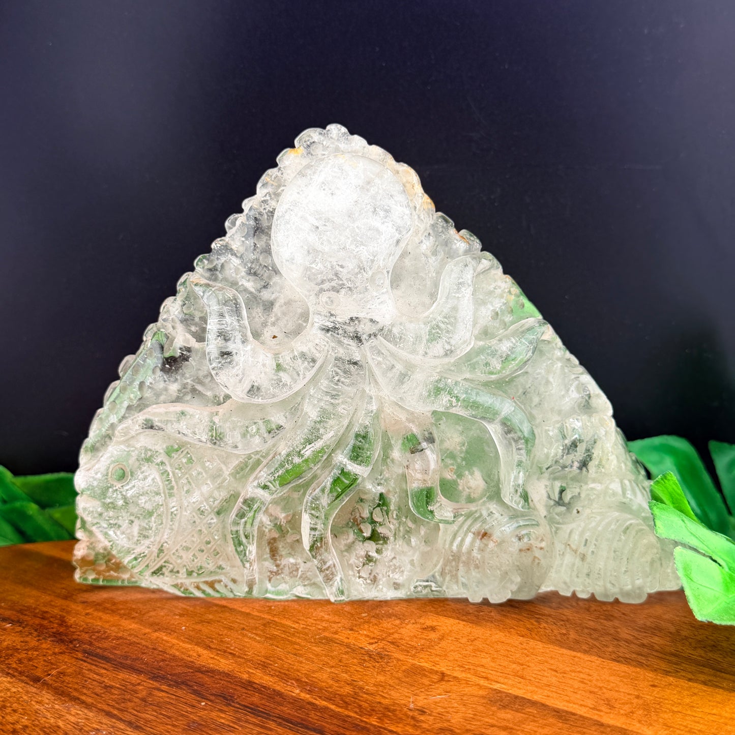 Clear Quartz Octopus Carving
