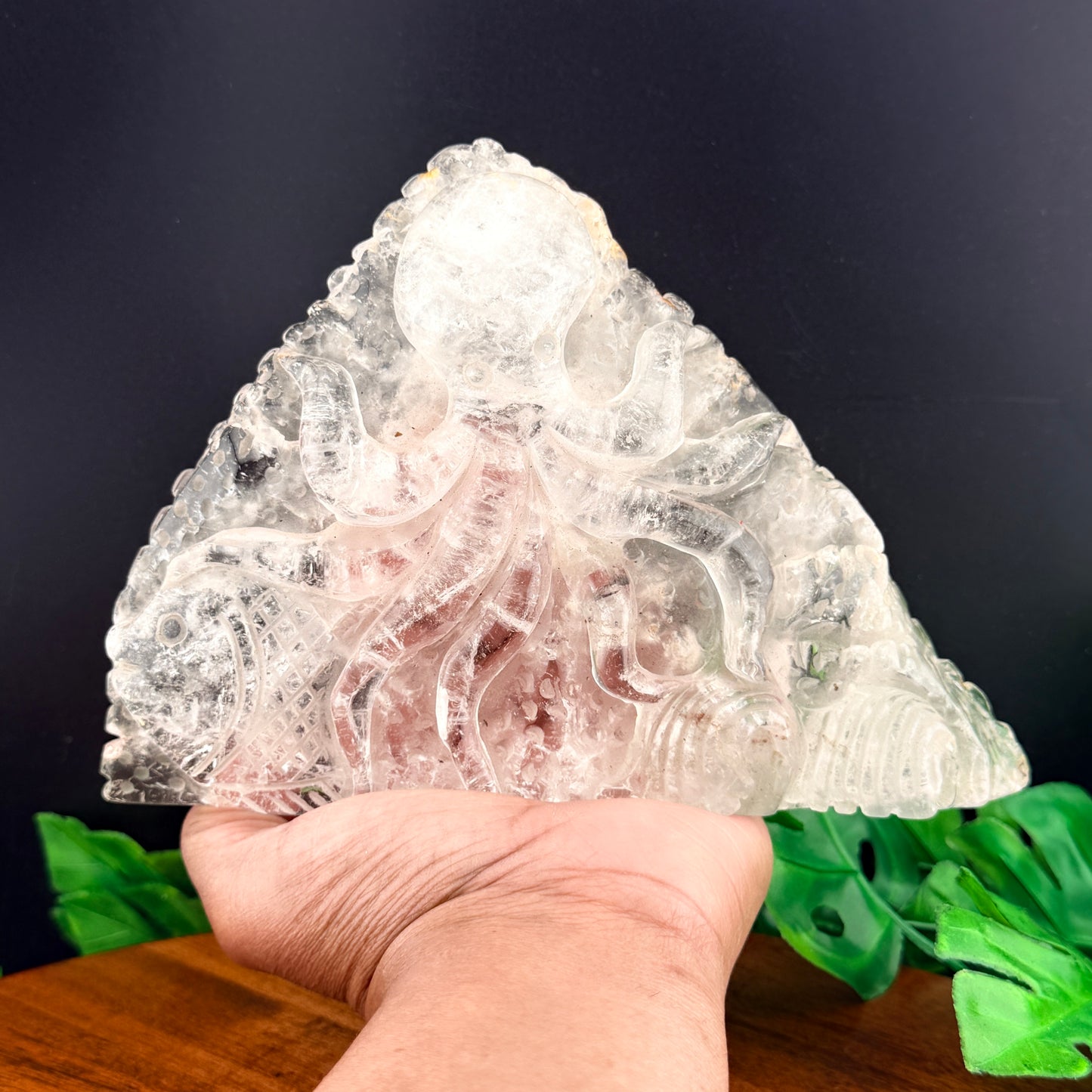 Clear Quartz Octopus Carving