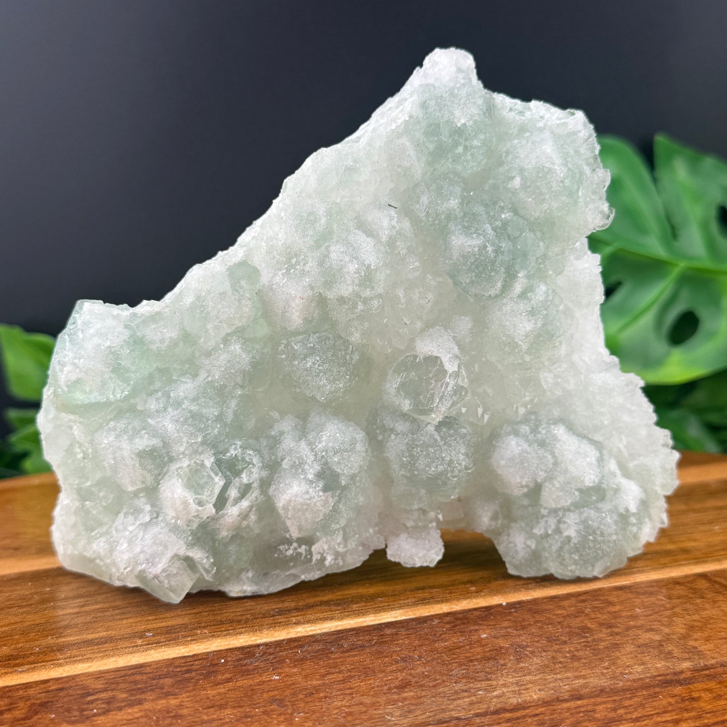 Green Sugar Fluorite on Druzy Quartz