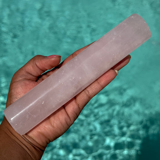 Rose Quartz Cylinder Wand with Stand