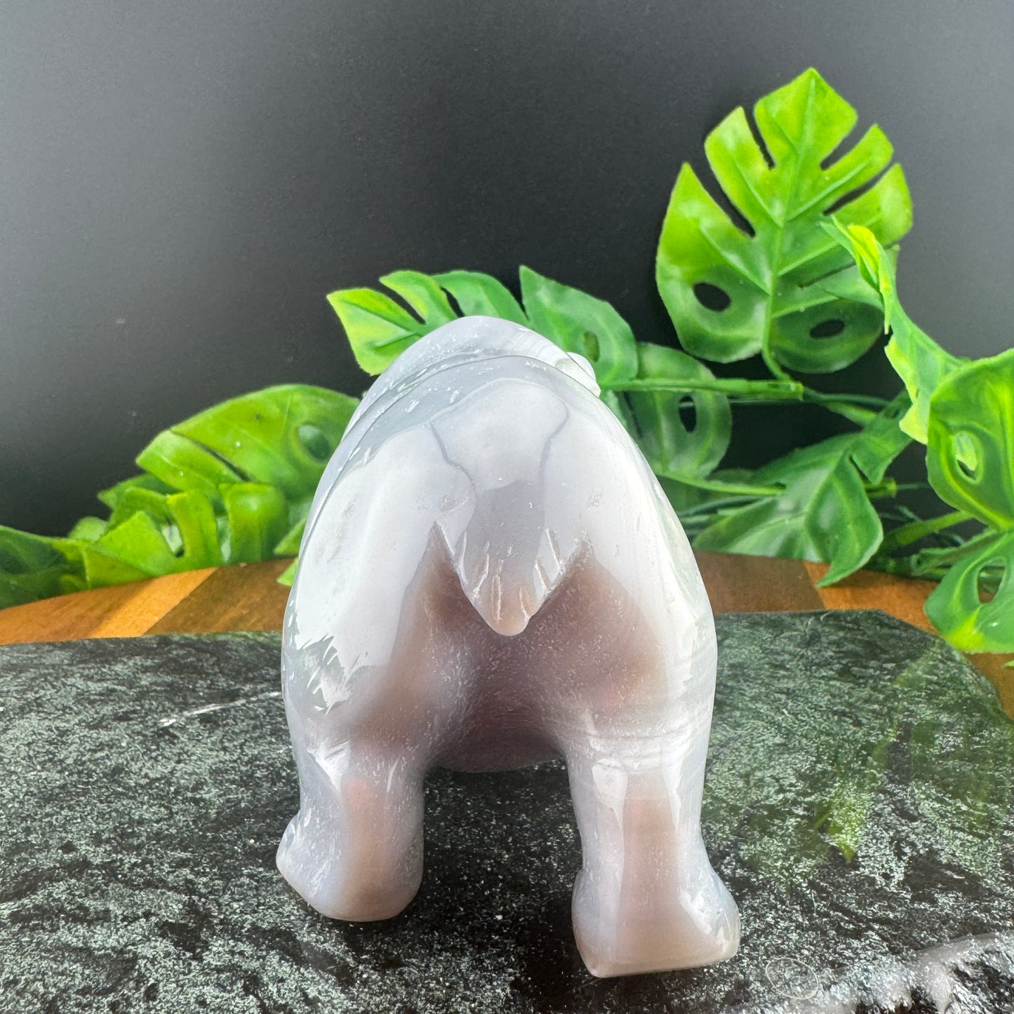 Druzy Agate Polar Bear Carving