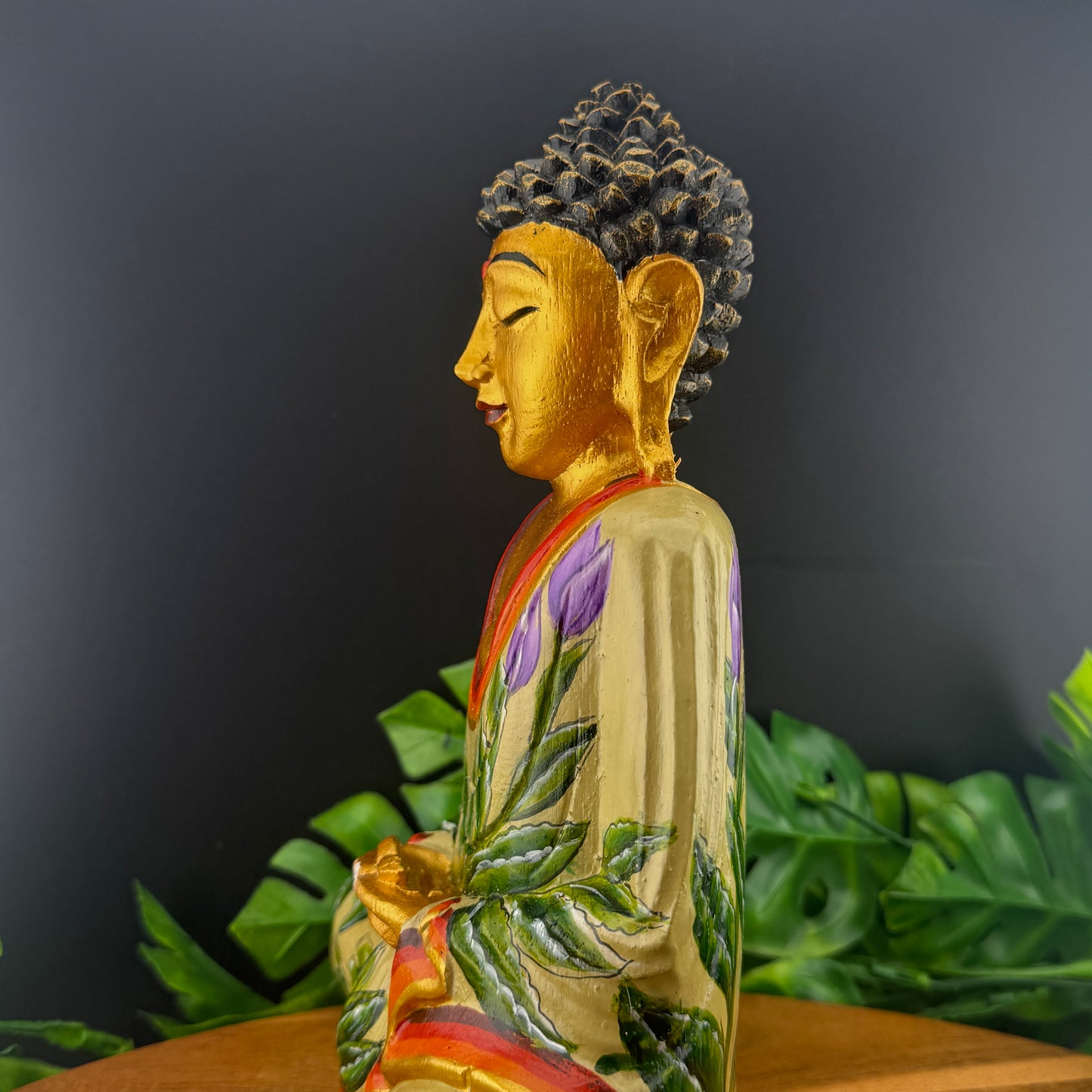 Hand-Painted Wooden Hindu Buddha