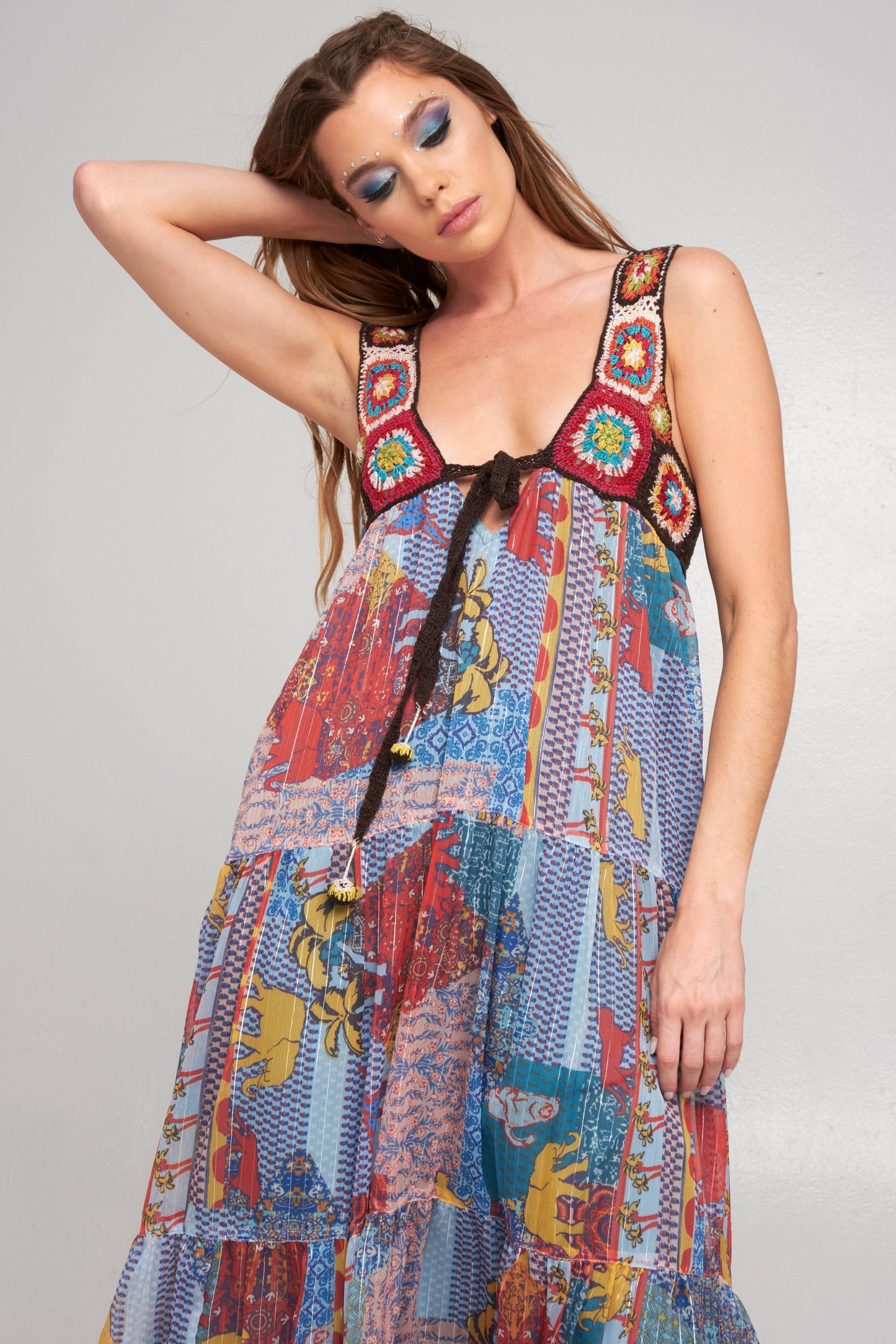 Aratta Girls Insane Maxi Dress: Red Teal Combo