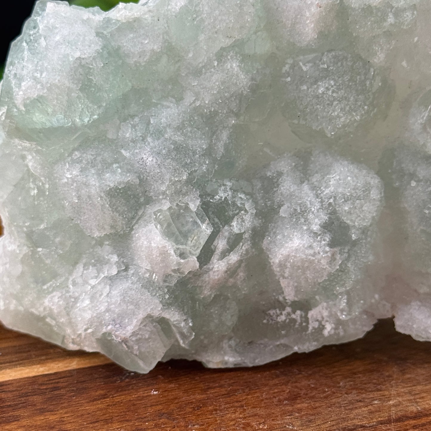 Green Sugar Fluorite on Druzy Quartz