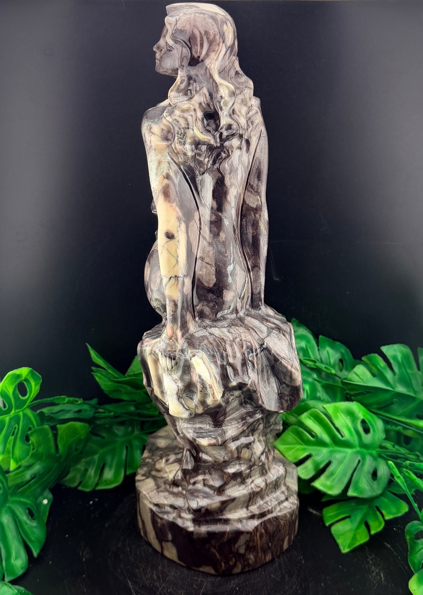 XL Jasper Stone Mermaid Carving