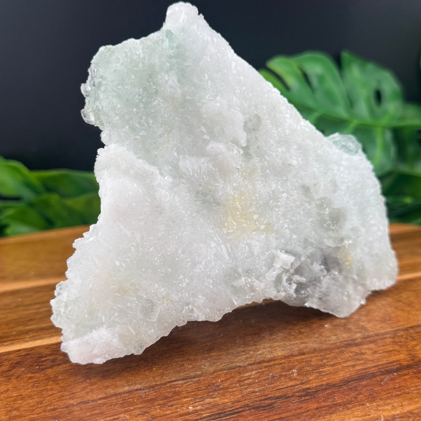 Green Sugar Fluorite on Druzy Quartz