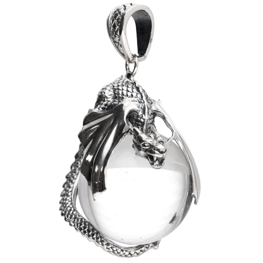 Gotland Dragon Clear Quartz & Sterling Silver Sphere Pendant