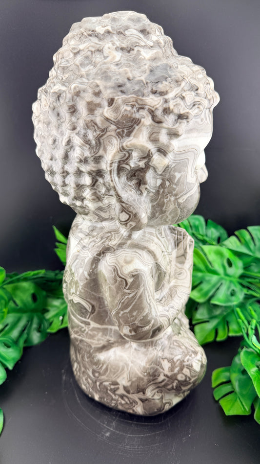 XL Black Crazy Lace Agate Buddha