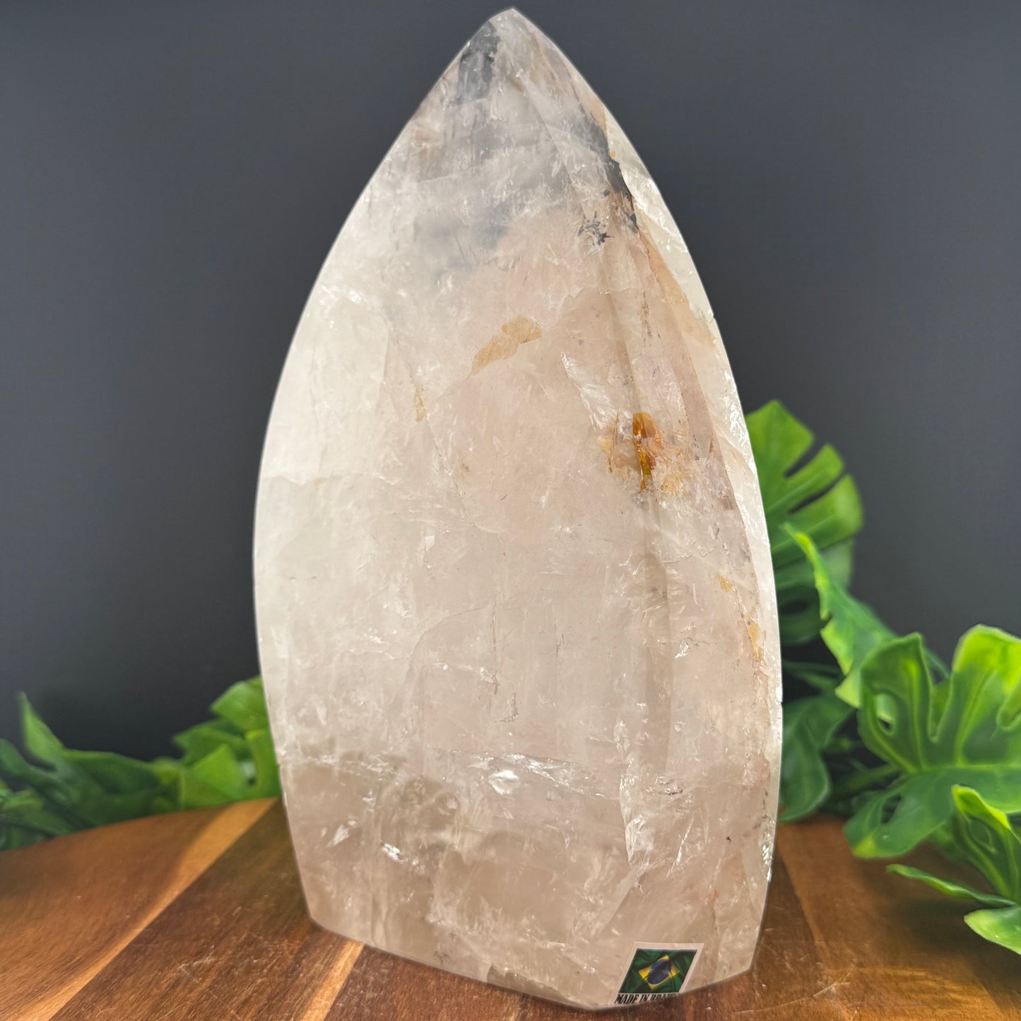 XL Brazilian Clear Quartz Flame with Dendrite