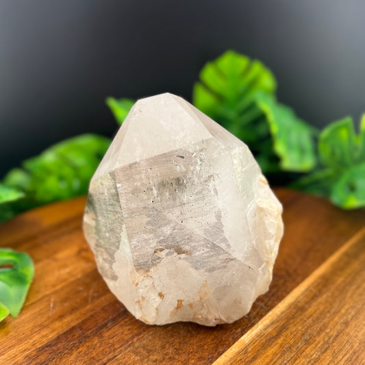 Chunky Clear Quartz Point with Iron Spotted Inclusions