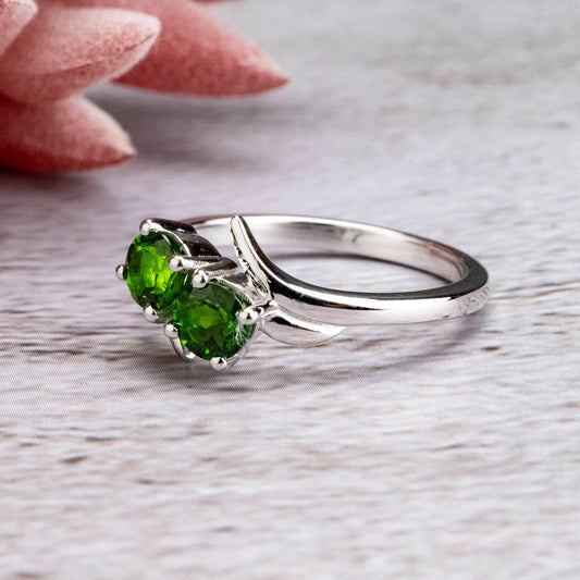 Sterling Silver Chrome Diopside Ring Sz 8