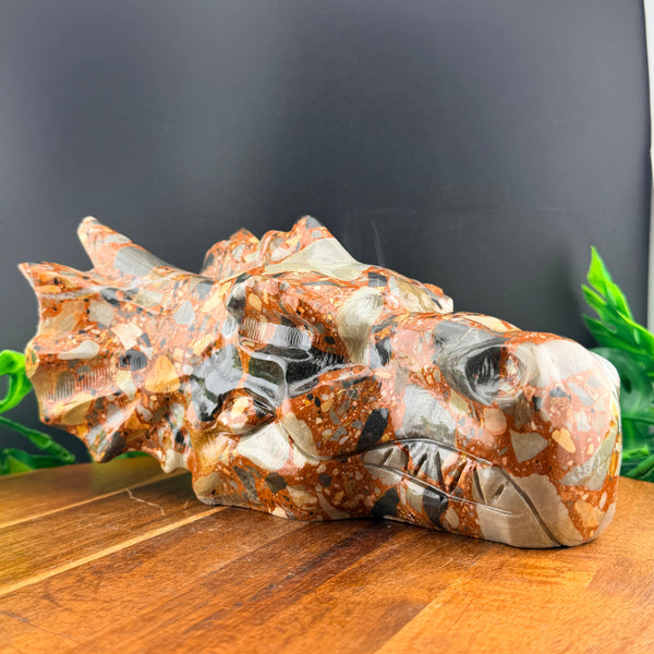 XL Multi Colored Jade Dragon Carving