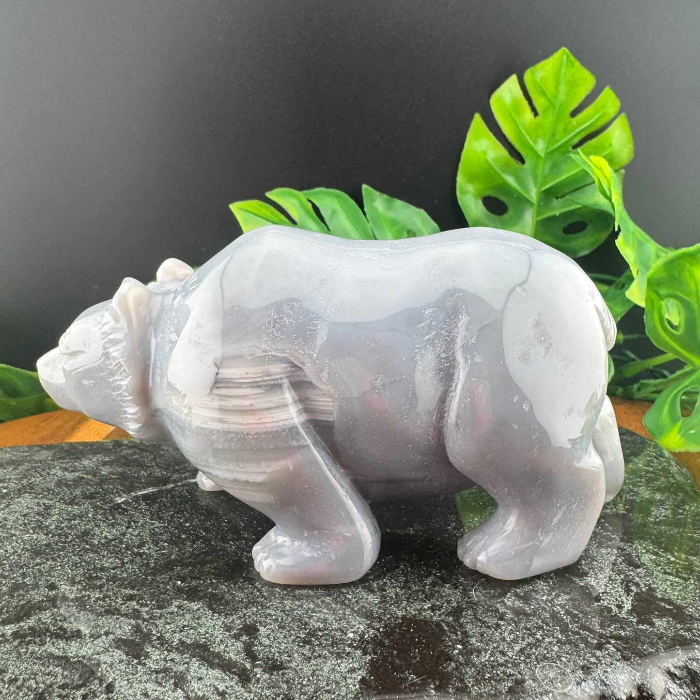 Druzy Agate Polar Bear Carving