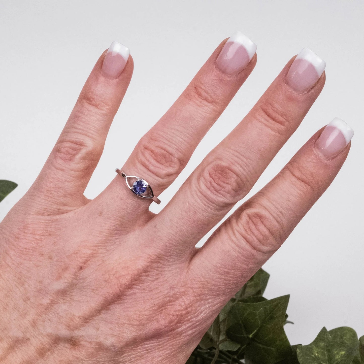 Sterling Silver Tanzanite Evil Eye Ring Sz 7