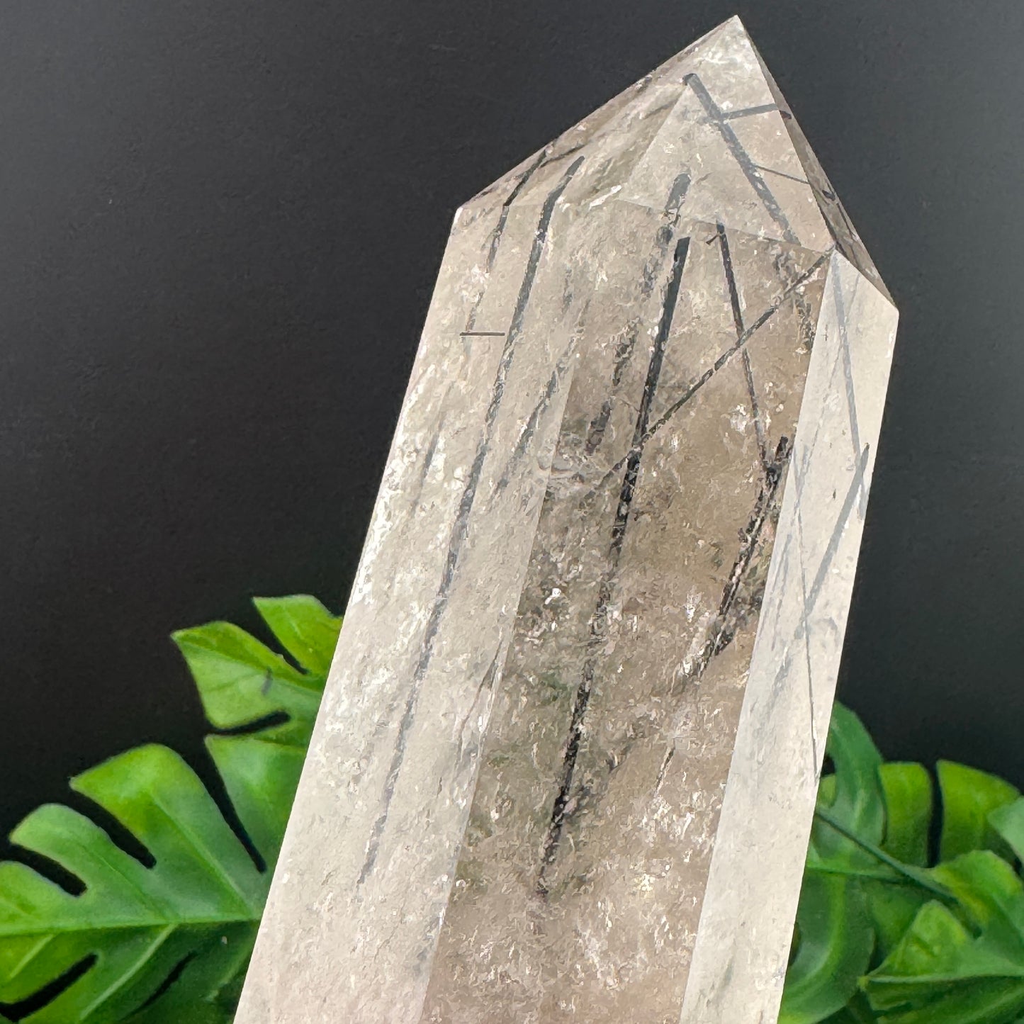 Black Tourmaline in Smoky Quartz Tower
