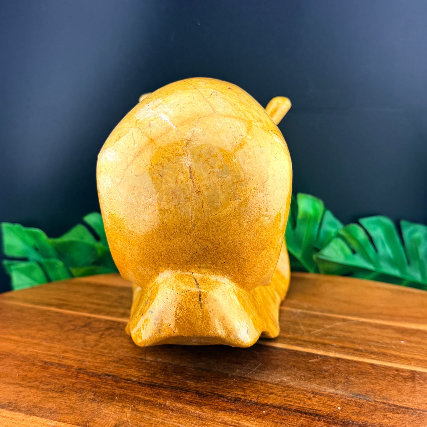 Yellow Jade Skull Snail Carving