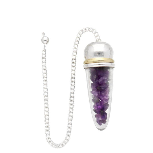 Pendulum Drop of Amethyst, Resin and Orgonite Metallic Witness