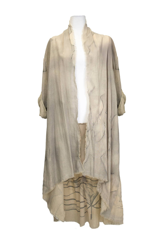 Duster with Buddha Print in Cream